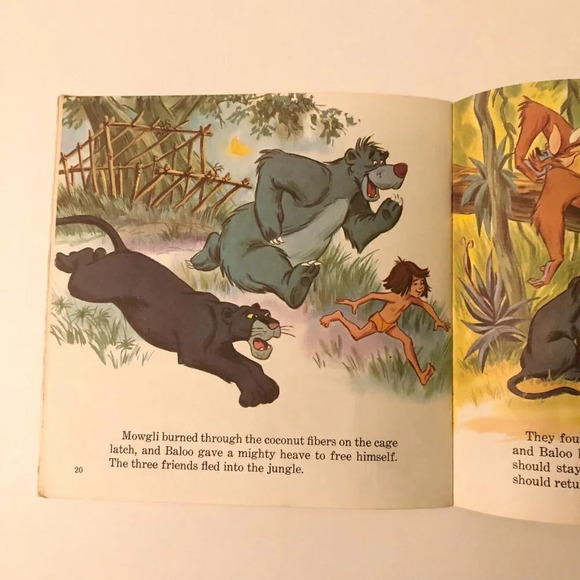 Vintage 1969 Disney More Jungle Book Baloo and Mowgli Book Only No Record - Picture 13 of 16